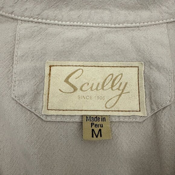 Scully CM8 Men's Lace-up Pullover Shirt Size M Sand Generous Fit Cotton Gauze - Picture 6 of 8